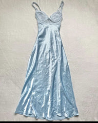 Vintage A line Spaghetti Straps Light Sky Blue Lace Long Prom Dresses Evening Dress HZ1024