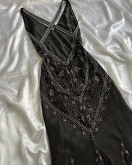Vintage Sheath V Neckline Long Black Prom Dresses Evening Dress With Beads HZ1024