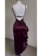 Elegant Sleeveless Midi Dress Backless High Fork Club Evening Prom Dresses HZ1024