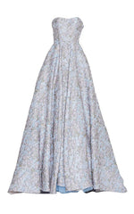 Elegant Ball Gown Strapless Light Sky Blue Lace Long Prom Dresses Evening Dress HZ1024