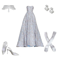 Elegant Ball Gown Strapless Light Sky Blue Lace Long Prom Dresses Evening Dress HZ1024