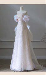 Elegant Off The Shoulder Light Pink Beaded Luxury Evening Dress Prom Dresses HZ1024