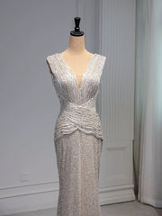 Elegant Mermaid V Neckline Sequin Party Dress Prom Dresses Evening Dress HZ1024
