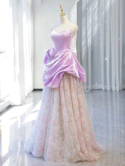 Elegant A line Off The Shoulder Pink Satin Ruffles Long Prom Dress Evening Dress HZ1024