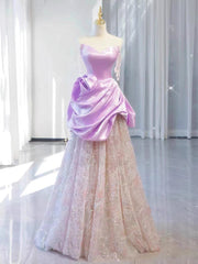 Elegant A line Off The Shoulder Pink Satin Ruffles Long Prom Dress Evening Dress HZ1024