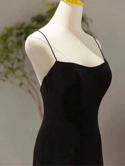 Sexy Mermaid Spaghetti Straps Black Long Prom Dresses Evening Dress HZ1024