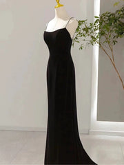 Sexy Mermaid Spaghetti Straps Black Long Prom Dresses Evening Dress HZ1024