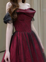 Sexy Ball Gown Off The Shoulder Red Tulle Long Prom Dresses Evening Dress HZ1024