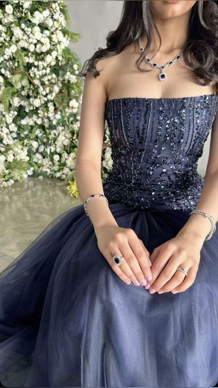 Sexy Mermaid Strapless Navy Blue Evening Dress Long Prom Dresses Party Dress With Beads HZ1024
