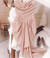 New Sheath Strapless Chiffon Sleeveless Pink Evening Dress Prom Dresses HZ1024