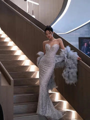 Pretty Mermaid Sweetheart Sequin Long Evening Dress Prom Dresses Birthday Outfits HZ1024