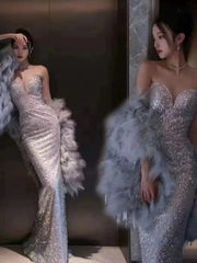 Pretty Mermaid Sweetheart Sequin Long Evening Dress Prom Dresses Birthday Outfits HZ1024