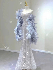 Pretty Mermaid Sweetheart Sequin Long Evening Dress Prom Dresses Birthday Outfits HZ1024