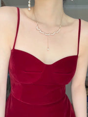 Gorgeous A line Spaghetti Straps Burgundy Velvet Evening Dress Prom Dresses Birthday Outfits HZ1024