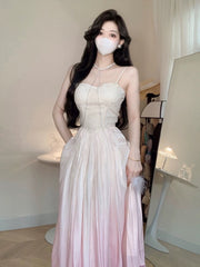 Vintage A Line Spaghetti Straps Ombre Pink Long Evening Dress Prom Dresses HZ1024