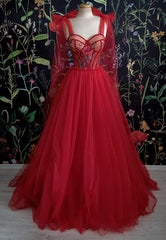 Gorgeous Red Long Evening Dress Prom Dresses Birthday Outfits HZ1024