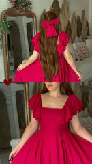 Sexy A line Square Neckline Hot Pink Prom Dress Party Evening Dress HZ1024