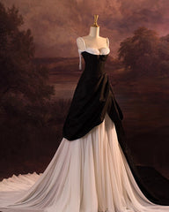 Vintage Ball Gown Spaghetti Straps Black Long Prom Dresses 1950s Retro Evening Dress HZ1024