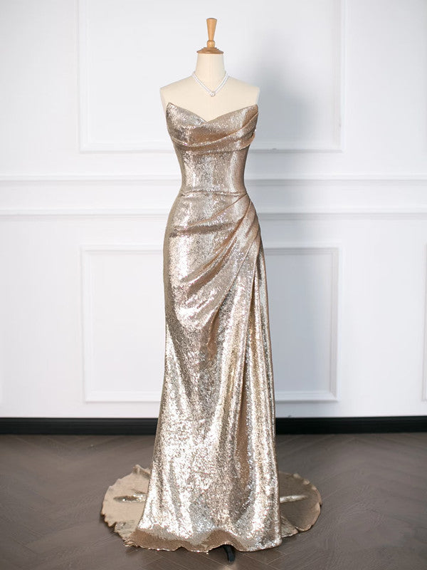 Pretty Mermaid Sweetheart Sequin Long Prom Dresses Party Evening Dress HZ1024