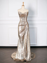 Pretty Mermaid Sweetheart Sequin Long Prom Dresses Party Evening Dress HZ1024
