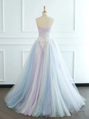 Pretty Ball Gown Spaghetti Straps Tulle Long Prom Dresses Party Gown Evening Dress HZ1024