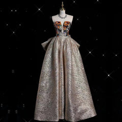 Pretty Ball Gown Strapless Long Shiny Satin Prom Dresses Party Evening Dress HZ1024