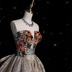 Pretty Ball Gown Strapless Long Shiny Satin Prom Dresses Party Evening Dress HZ1024