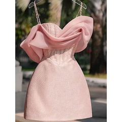 Simple Sheath Straps Pink Homecoming Dresses 16th Birthday Outfits P1827