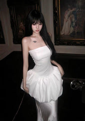 Unique Pretty Mermaid Strapless Satin Long Prom Dress,Formal Evening Dress HZ1024