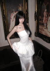 Unique Pretty Mermaid Strapless Satin Long Prom Dress,Formal Evening Dress HZ1024