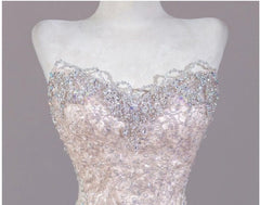 Shiny Mermaid Strapless Tulle Sequin Long Prom Dress,Formal Evening Dress HZ1024