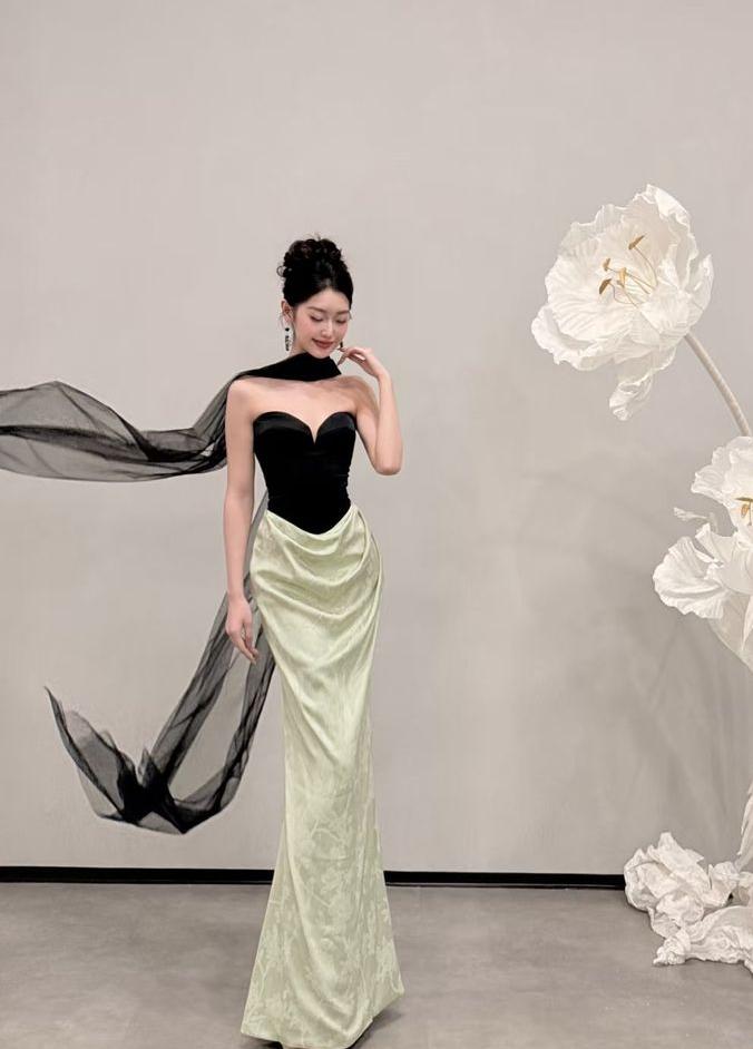 Unique Mermaid Sweetheart Satin Long Prom Dress, Evening Dress HZ1024
