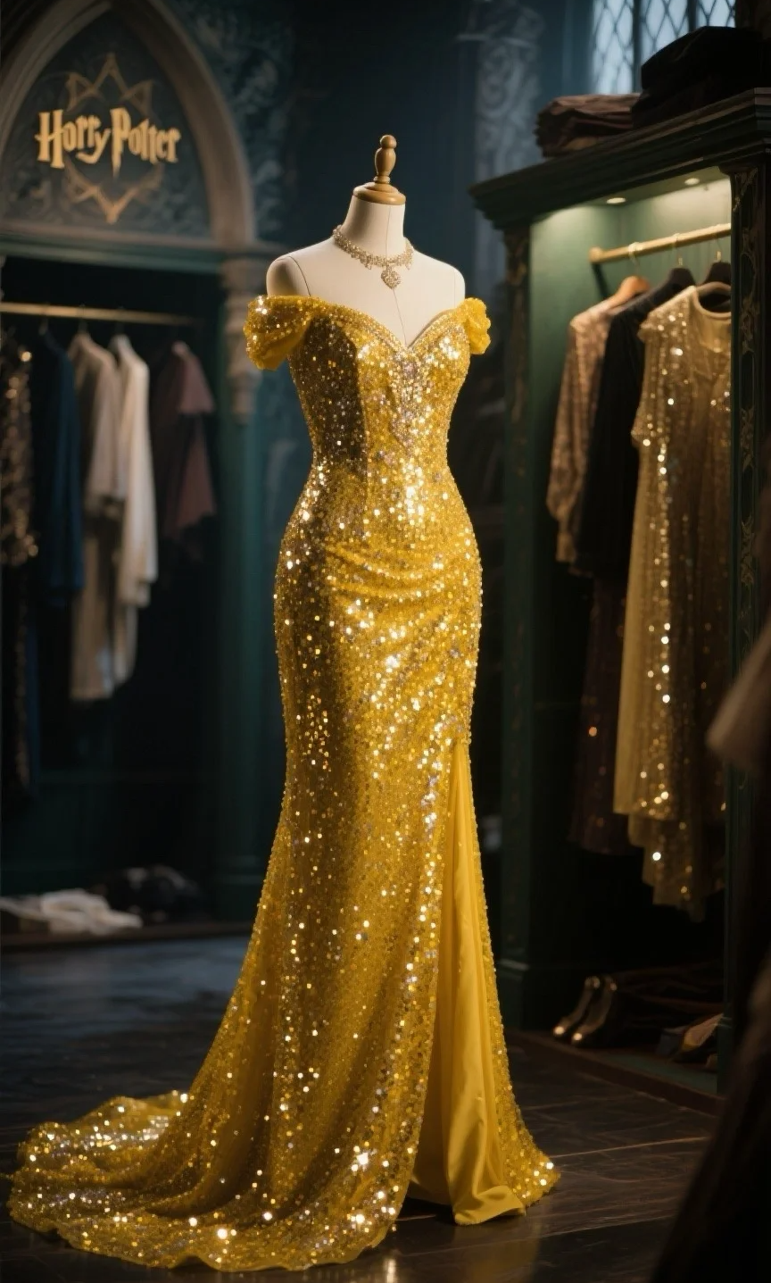 Shiny Sexy Yellow Mermaid Off The Shoulder Sequin Slit Long Prom Dress, Evening Dress HZ1024