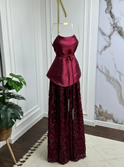 Shiny A Line Strapless Satin Tulle Sequin Long Prom Dress, Evening Dress HZ1024