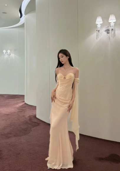 Princess Mermaid Off The Shoulder Chiffon Long Prom Dress, Evening Dress HZ1024