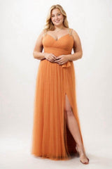 A-Line Floor Length Tulle Bridesmaid Dress CB0313