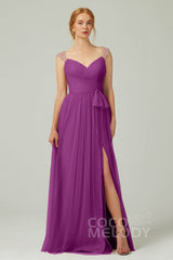 A-Line Floor Length Tulle Bridesmaid Dress CB0313PS