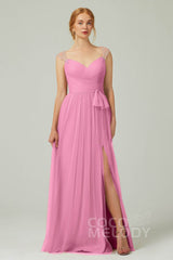 A-Line Floor Length Tulle Bridesmaid Dress CB0313