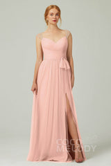 A-Line Floor Length Tulle Bridesmaid Dress CB0313