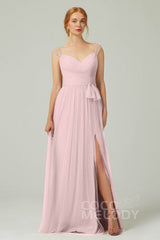 A-Line Floor Length Tulle Bridesmaid Dress CB0313