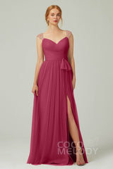 A-Line Floor Length Tulle Bridesmaid Dress CB0313