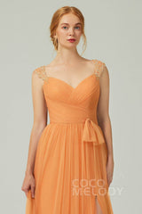 A-Line Floor Length Tulle Bridesmaid Dress CB0313