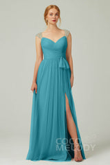 A-Line Floor Length Tulle Bridesmaid Dress CB0313