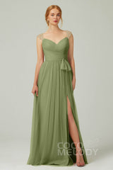 A-Line Floor Length Tulle Bridesmaid Dress CB0313