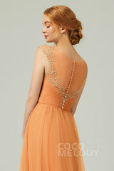 A-Line Floor Length Tulle Bridesmaid Dress CB0313PS