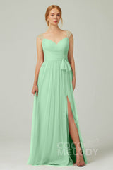 A-Line Floor Length Tulle Bridesmaid Dress CB0313
