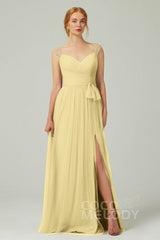 A-Line Floor Length Tulle Bridesmaid Dress CB0313PS