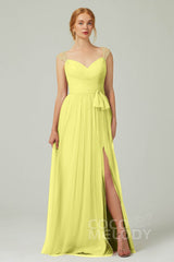 A-Line Floor Length Tulle Bridesmaid Dress CB0313