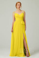 A-Line Floor Length Tulle Bridesmaid Dress CB0313