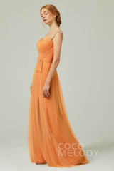 A-Line Floor Length Tulle Bridesmaid Dress CB0313